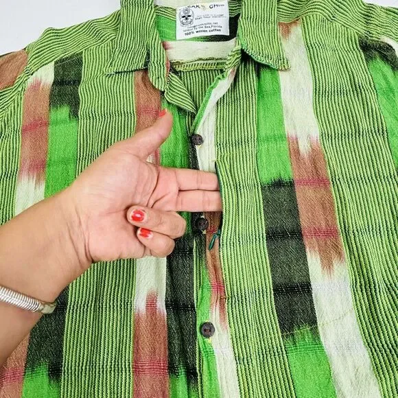 Freak N' Chic Woven Cotton Shirt Button Up Colorful Stash Pocket Men's XL EUC - Picture 7 of 8